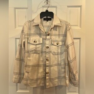 Kendall & Kylie Cream Plaid Light Jacket